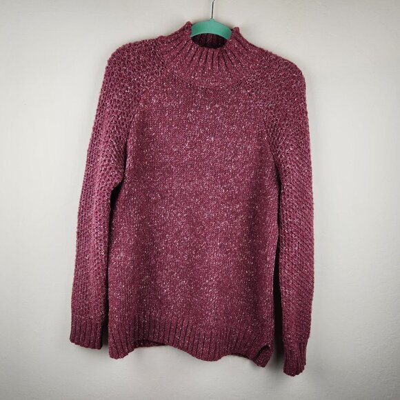 Prana Ibid Chunky Knit Wool Silk Blend Mockneck Tunic Sweater sz M - Picture 1 of 13